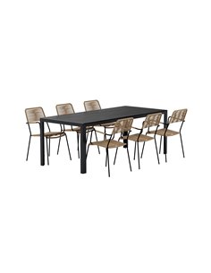 Matgrupp Break med Lindos matstolar, 205 × 90 cm 2