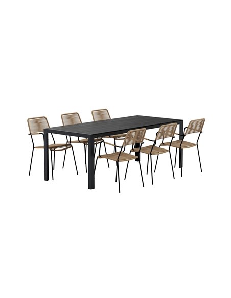 Matgrupp Break med Lindos matstolar, 205 × 90 cm