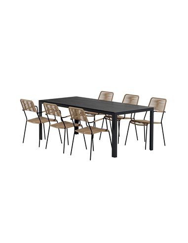 Matgrupp Break med Lindos matstolar, 205 × 90 cm