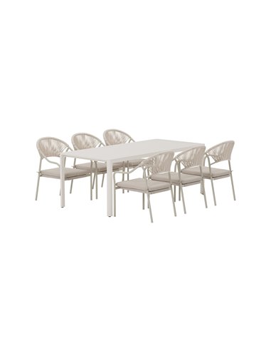Matgrupp Giardini med Paros matstolar, 200 × 90 cm