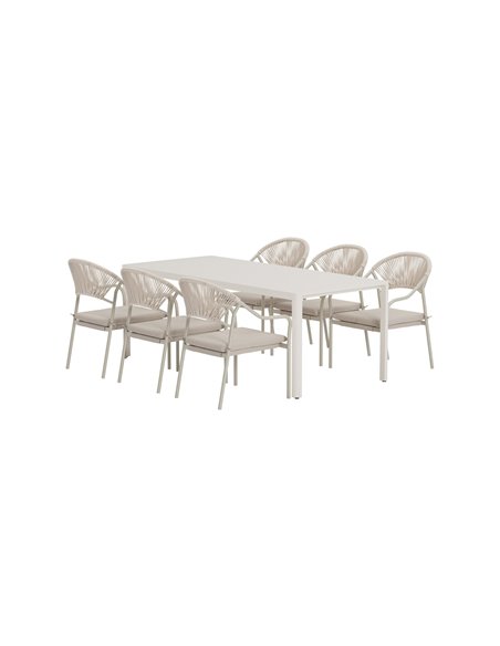 Matgrupp Giardini med Paros matstolar, 200 × 90 cm