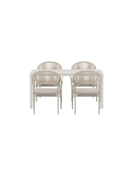 Matgrupp Giardini med Paros matstolar, 150 × 90 cm