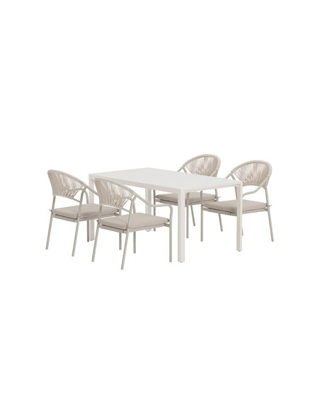 Matgrupp Giardini med Paros matstolar, 150 × 90 cm
