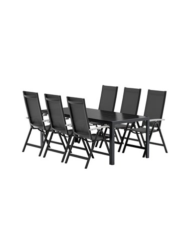 Matgrupp Break med Albany matstolar, 205 × 90 cm