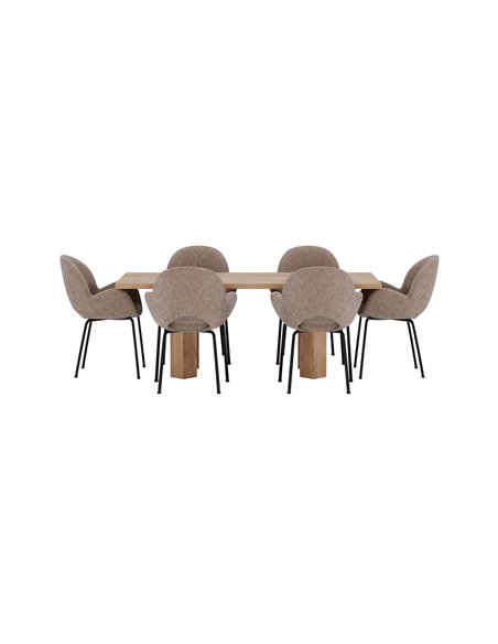 Matgrupp Lillehammer med Florensa matstolar, 200 × 90 cm