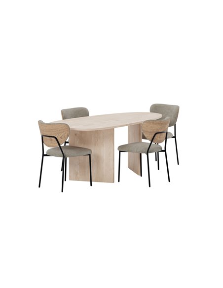 Matgrupp Grönvik med Butterfly matstolar, 180 × 90 cm