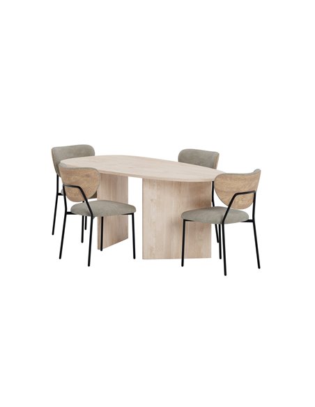 Matgrupp Grönvik med Butterfly matstolar, 180 × 90 cm