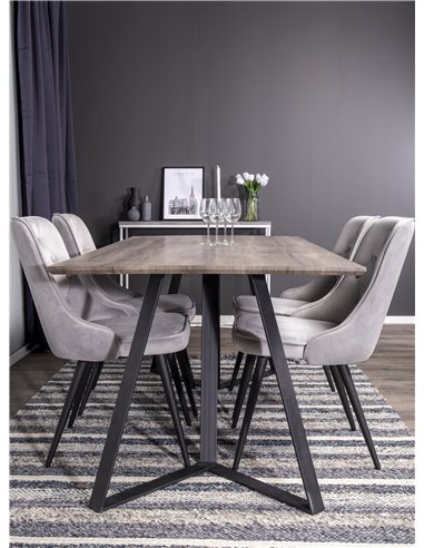 Matgrupp Marina med Velvet Deluxe matstolar, 180 × 90 cm