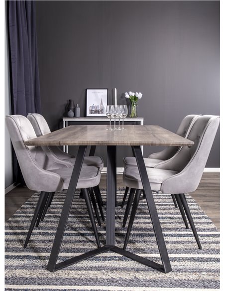 Matgrupp Marina med Velvet Deluxe matstolar, 180 × 90 cm