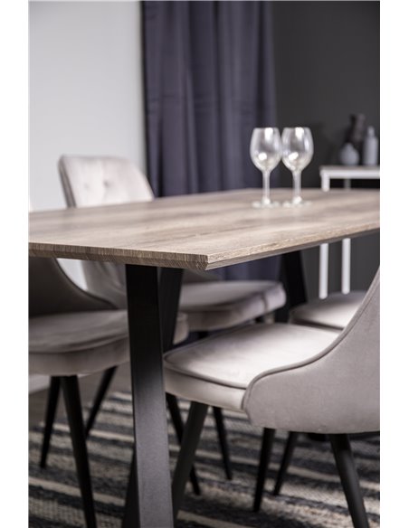Matgrupp Marina med Velvet Deluxe matstolar, 180 × 90 cm