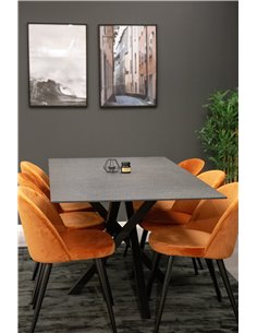 Matgrupp Piazza med Velvet matstolar, 180 × 90 cm