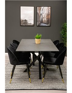 Matgrupp Piazza med Velvet matstolar, 180 × 90 cm