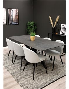 Matgrupp Piazza med Velvet matstolar, 180 × 90 cm