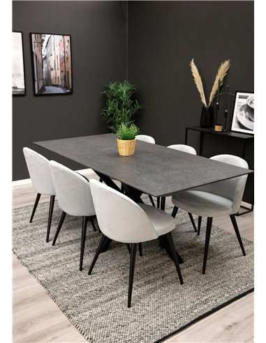 Matgrupp Piazza med Velvet matstolar, 180 × 90 cm