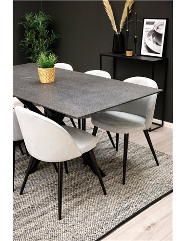 Matgrupp Piazza med Velvet matstolar, 180 × 90 cm