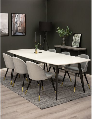 Matgrupp Polar med Velvet matstolar, 240 × 100 cm