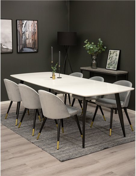 Matgrupp Polar med Velvet matstolar, 240 × 100 cm