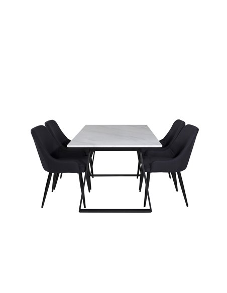 Matgrupp Estelle med Plaza matstolar, 140 × 90 cm