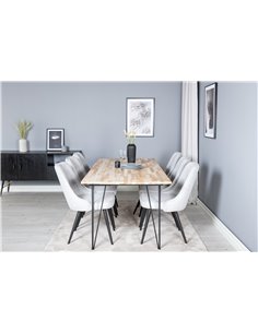 Matgrupp Bali med Velvet Deluxe matstolar, 200 × 90 cm