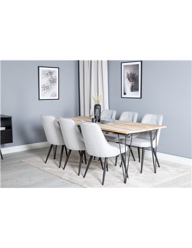 Matgrupp Bali med Velvet Deluxe matstolar, 200 × 90 cm