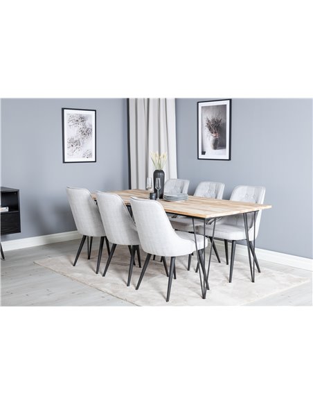 Matgrupp Bali med Velvet Deluxe matstolar, 200 × 90 cm