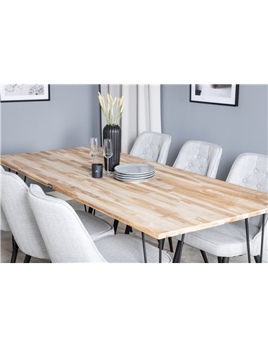 Matgrupp Bali med Velvet Deluxe matstolar, 200 × 90 cm