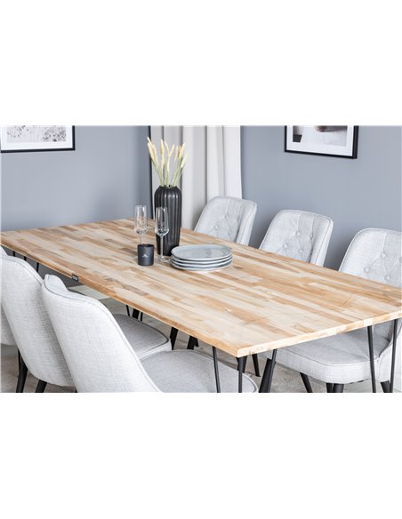 Matgrupp Bali med Velvet Deluxe matstolar, 200 × 90 cm
