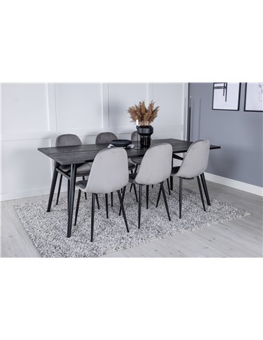 Matgrupp Sleek med Polar matstolar, 195 × 95 cm