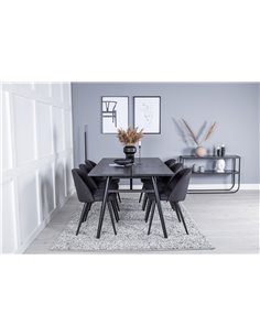 Matgrupp Sleek med Velvet matstolar, 195 × 95 cm