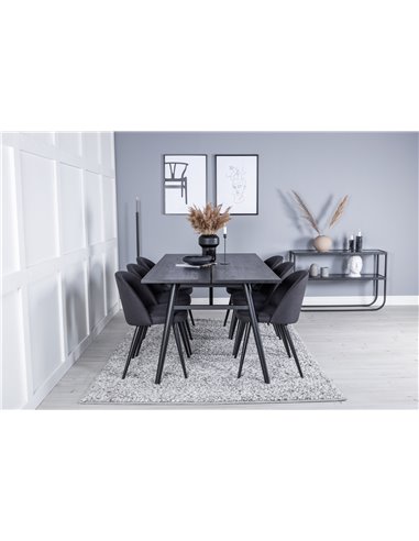 Matgrupp Sleek med Velvet matstolar, 195 × 95 cm