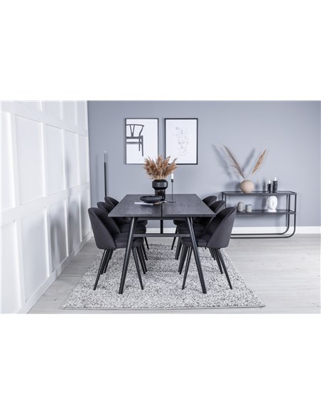 Matgrupp Sleek med Velvet matstolar, 195 × 95 cm