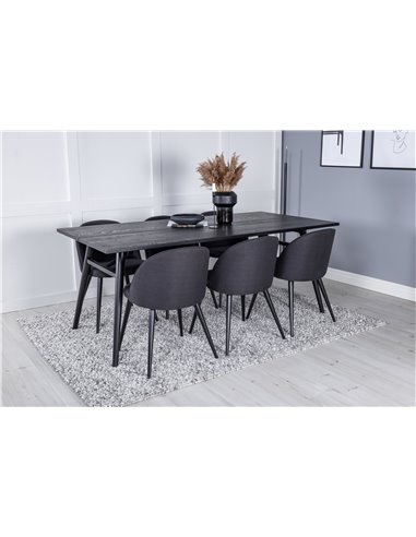 Matgrupp Sleek med Velvet matstolar, 195 × 95 cm