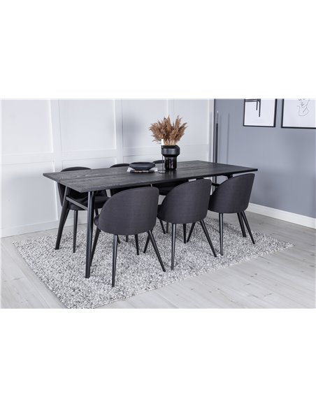 Matgrupp Sleek med Velvet matstolar, 195 × 95 cm