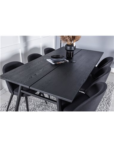 Matgrupp Sleek med Velvet matstolar, 195 × 95 cm