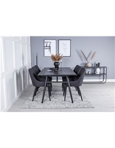 Matgrupp Sleek med Plaza matstolar, 195 × 95 cm