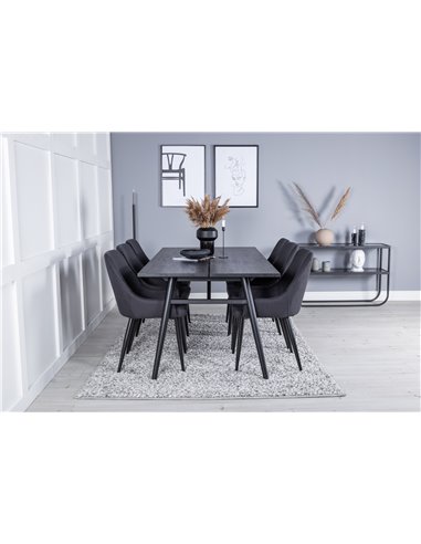 Matgrupp Sleek med Plaza matstolar, 195 × 95 cm