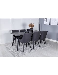 Matgrupp Sleek med Plaza matstolar, 195 × 95 cm 2