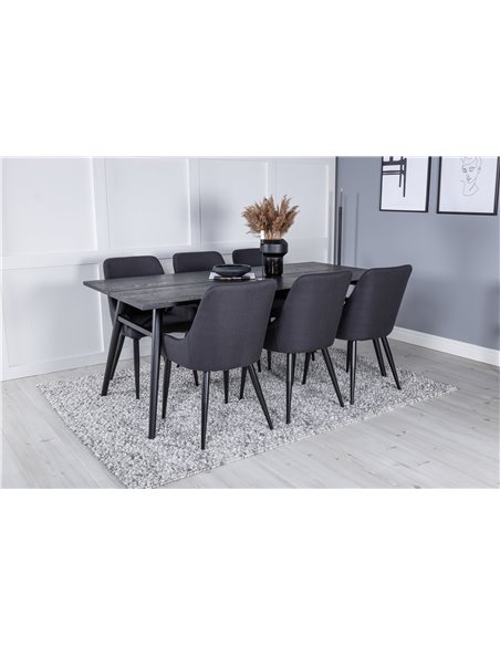 Matgrupp Sleek med Plaza matstolar, 195 × 95 cm