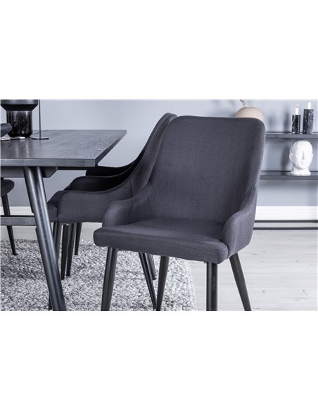 Matgrupp Sleek med Plaza matstolar, 195 × 95 cm