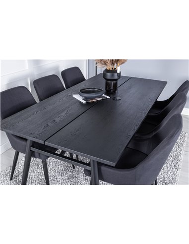 Matgrupp Sleek med Plaza matstolar, 195 × 95 cm