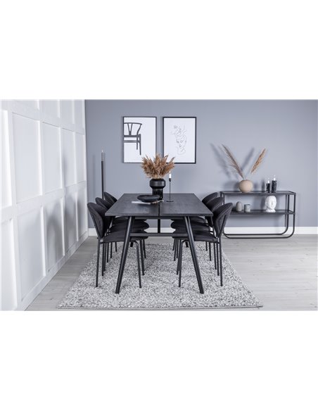 Matgrupp Sleek med Vault matstolar, 195 × 95 cm