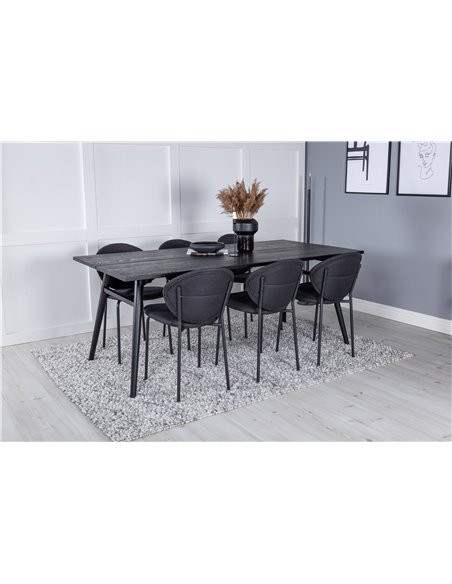 Matgrupp Sleek med Vault matstolar, 195 × 95 cm