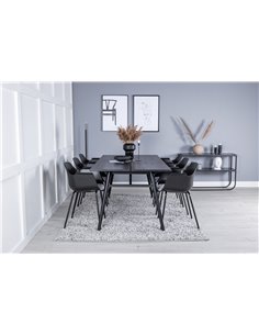 Matgrupp Sleek med Comfort matstolar, 195 × 95 cm
