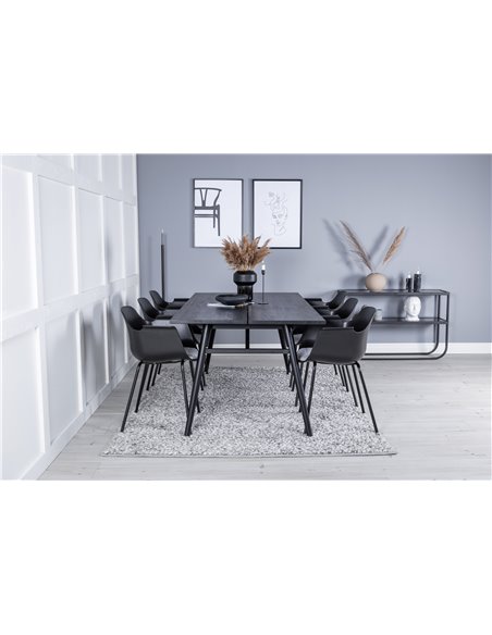 Matgrupp Sleek med Comfort matstolar, 195 × 95 cm