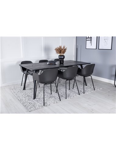 Matgrupp Sleek med Comfort matstolar, 195 × 95 cm