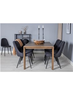 Matgrupp Slider med Velvet Deluxe matstolar, 170 × 95 cm