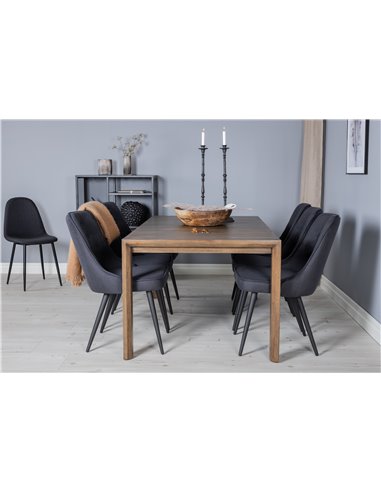 Matgrupp Slider med Velvet Deluxe matstolar, 170 × 95 cm