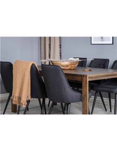Matgrupp Slider med Velvet Deluxe matstolar, 170 × 95 cm