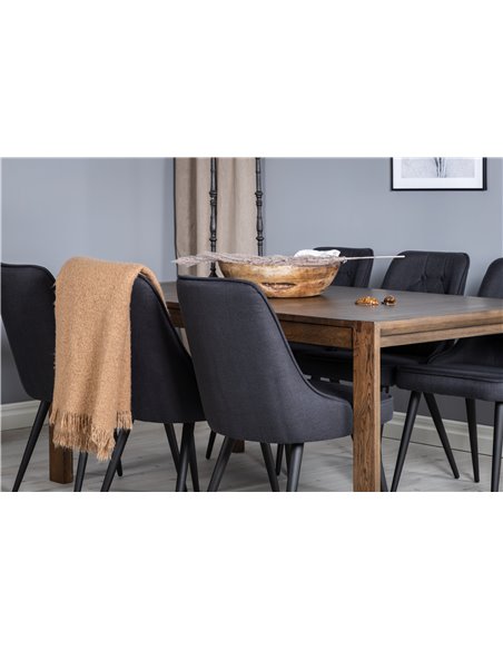 Matgrupp Slider med Velvet Deluxe matstolar, 170 × 95 cm