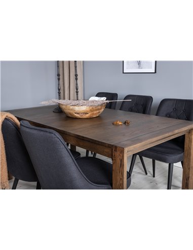 Matgrupp Slider med Velvet Deluxe matstolar, 170 × 95 cm
